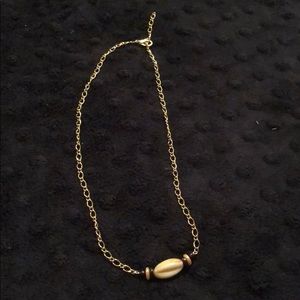 Gold Chain with Brown Bead Accent